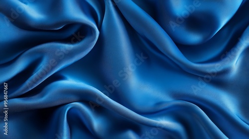 Graceful and majestic blue fabric with a unique texture flowing through the air, creating a captivating and elegant background.