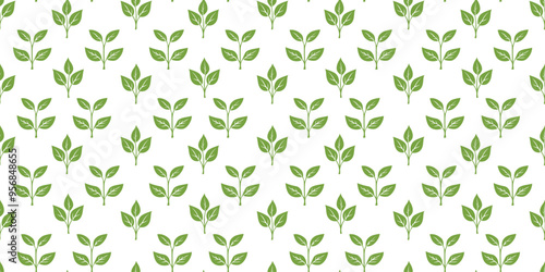 green leaves vector pattern background. Green tea leaf seamless pattern. tea leaves pattern background. seamless patterns with green leaves of tea.