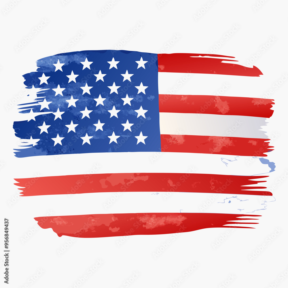 watercolor art of America Flag in plain white background watercolor art of America Flag in plain white background
