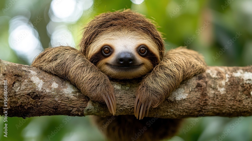 Smiling Sloth on a Branch Smiling Sloth on a Branch