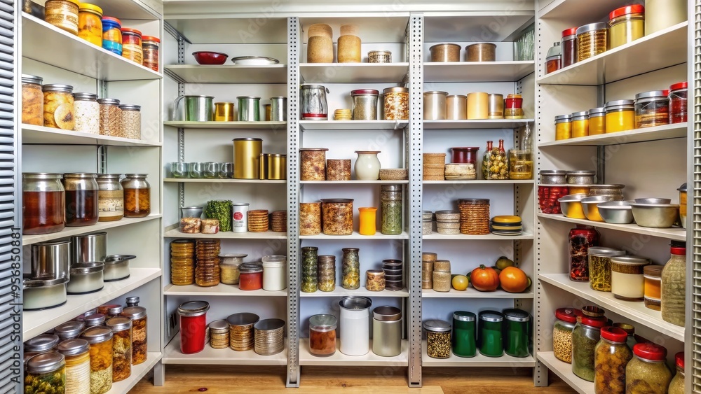 A sparse, cluttered pantry with empty shelves and scattered cans, conveying a sense of scarcity and uncertainty, highlighting the struggles of food insecurity. A sparse, cluttered pantry with empty shelves and scattered cans, conveying a sense of scarcity and uncertainty, highlighting the struggles of food insecurity.