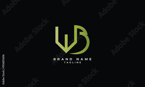 WB, BW. Abstract initial monogram letter alphabet logo design