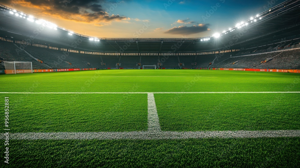 Empty Stadium, Sports Field Ready for the Game Empty Stadium, Sports Field Ready for the Game
