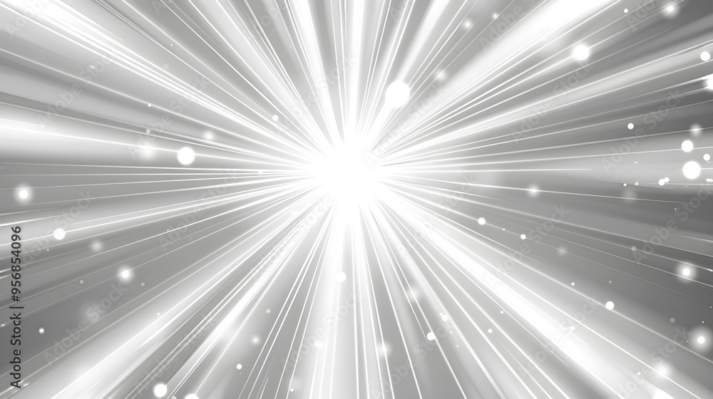 White Light Rays Radiating from a Center Point with Scattered Glowing Circles White Light Rays Radiating from a Center Point with Scattered Glowing Circles