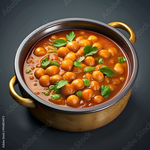 A steaming pot of delicious chana masala. perfect for your next Indian food recipe or blog post.