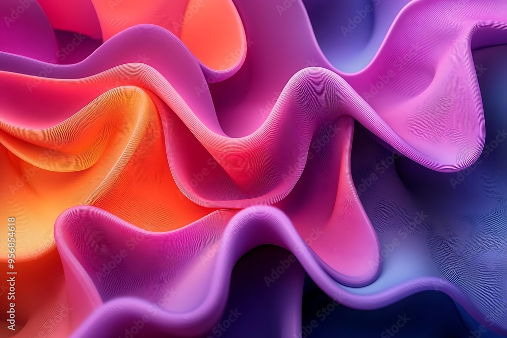 Abstract 3D Background with Wavy Shapes in Vibrant Pink, Orange, and Blue Hues Abstract 3D Background with Wavy Shapes in Vibrant Pink, Orange, and Blue Hues