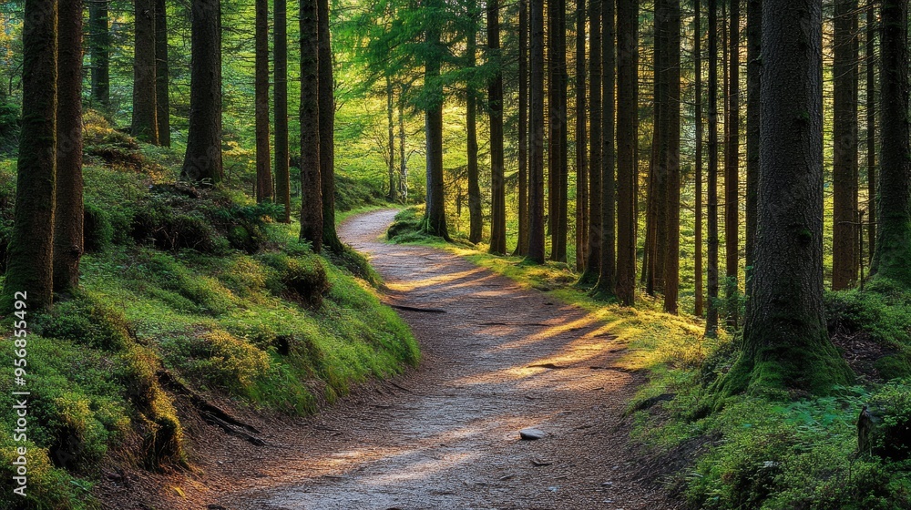 The picturesque landscapes of the Black Forest in Germany, with dense trees and serene paths, completely untouched by human activity The picturesque landscapes of the Black Forest in Germany, with dense trees and serene paths, completely untouched by human activity