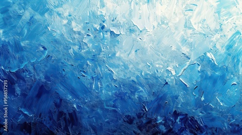 Wallpaper Mural textured cold frosty surface of ice block on blue background winter texture digital painting Torontodigital.ca