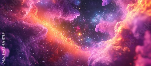 Colorful galaxy abstract cosmic background in a 3D cartoon rendering featuring a shiny fantasy universe and deep cosmos for infinity exploration 3D illustration