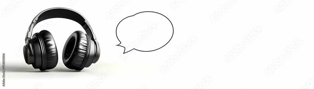 Headphones and Speech Bubble Isolated Vector concept as A minimalist ...
