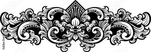 engraved ornament element design for border, editable color