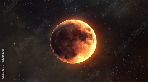 Obraz na płótnie 3D cartoon rendering depicting a lunar eclipse w salonie