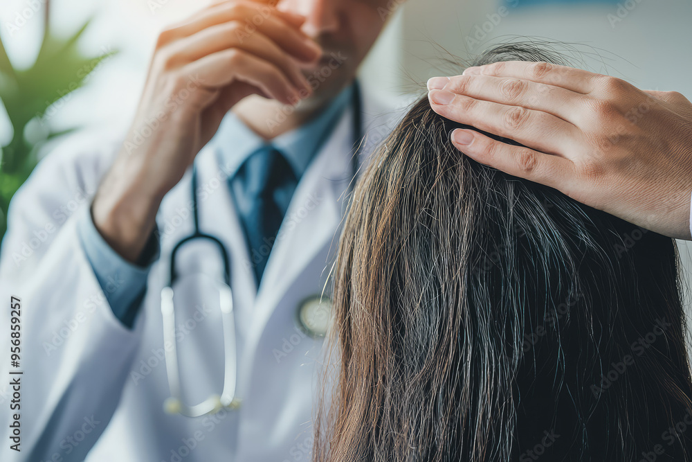 Fototapeta premium A Doctor's Gentle Touch: Discussing Hair Loss Treatment Options