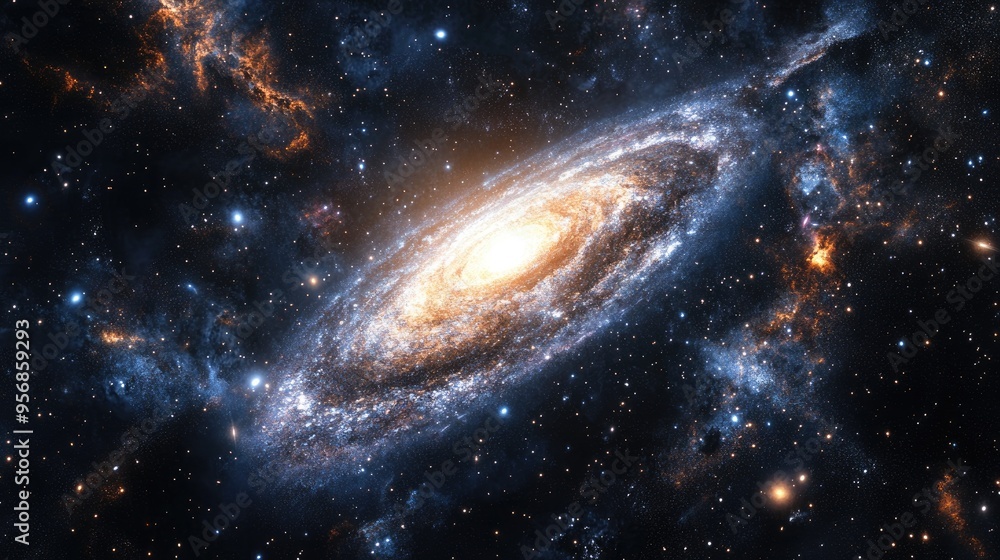 Fototapeta premium Cartoon rendering in 3D of a galaxy and starfield