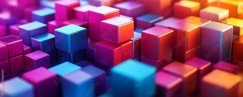 Abstract 3D Colorful Cubes Background Abstract 3D Colorful Cubes Background