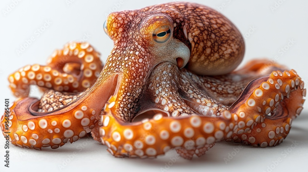 Obraz premium Close-up of a Red Octopus with White Spots