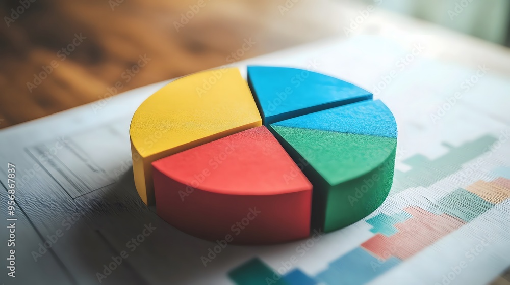 Fototapeta premium Strategic business plan with a pie chart and bar graphs, concept of company direction and goals