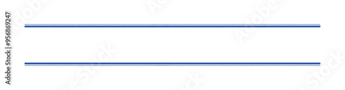 手書きのシンプルな直線の飾り罫 - 二重の青いラインの文字装飾のフレーム素材 - 子持ち罫