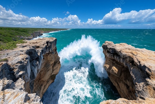 Cliffside scenery, dramatic views, crashing waves showcase the raw power of the sea