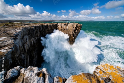 Cliffside scenery, dramatic views, crashing waves showcase the raw power of the sea