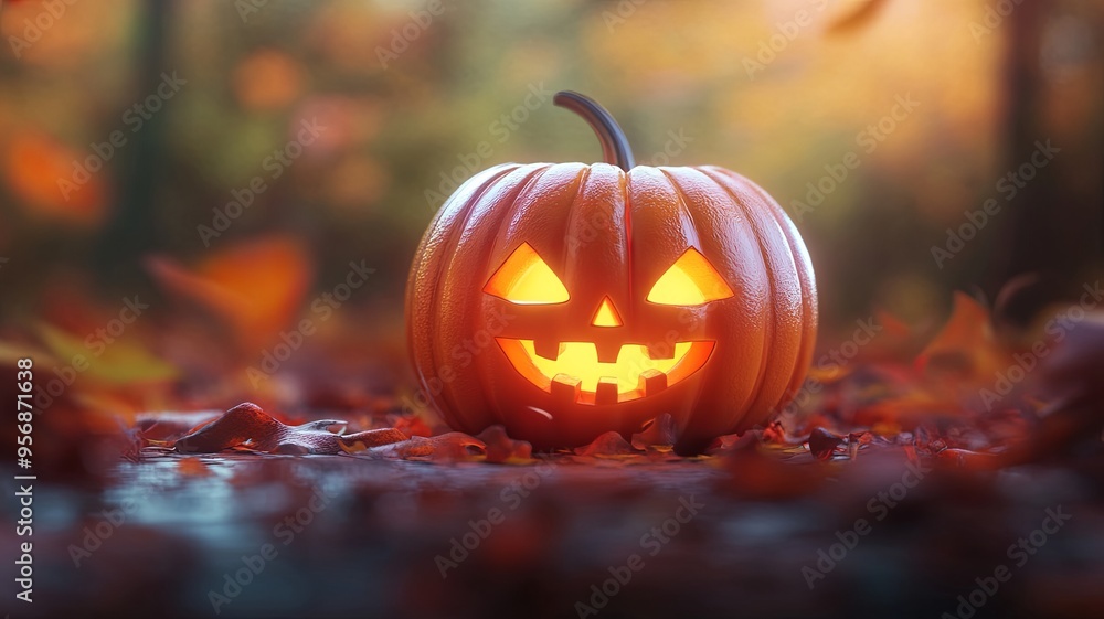 3D pumpkin with blurry background for Halloween 3D pumpkin with blurry background for Halloween