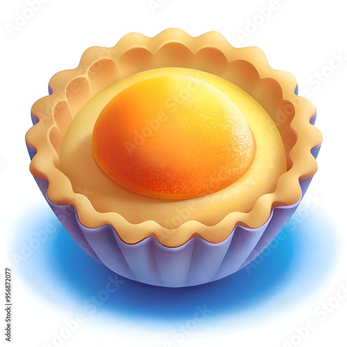 A mouthwatering 3D illustration of a golden egg tart. perfect for baking. food. and dessert themed projects. photo