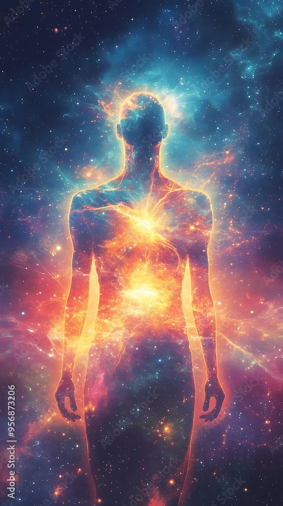 Cosmic Human Illustration - Abstract Silhouette in Starry Sky Cosmic Human Illustration - Abstract Silhouette in Starry Sky