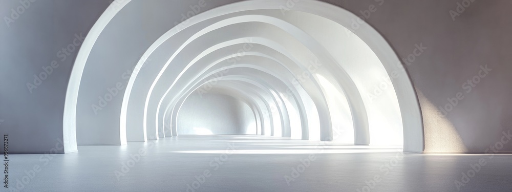 Obraz premium Abstract architectural background featuring an arched interior rendered in 3D