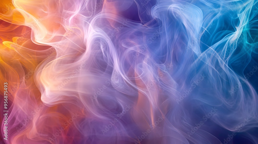 Fototapeta premium Abstract Smoke Art: Swirls of colorful smoke in mid-air, creating intricate patterns that blend and intertwine with each other. 