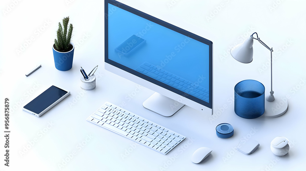 Monitor and Keyboard Isolated Vector concept as An isolated vector of a monitor and keyboard symbolizing online education workstations. The clean modern design on a white background makes it perfect f Monitor and Keyboard Isolated Vector concept as An isolated vector of a monitor and keyboard symbolizing online education workstations. The clean modern design on a white background makes it perfect f