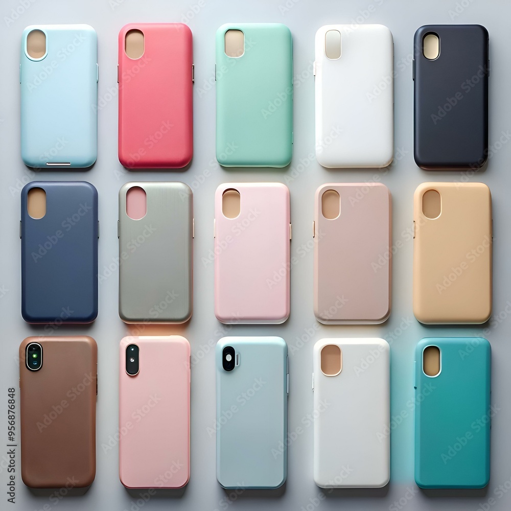A vibrant collection of 15 colorful phone cases in a grid. perfect for showcasing your mobile accessories or promoting your brand. A vibrant collection of 15 colorful phone cases in a grid. perfect for showcasing your mobile accessories or promoting your brand.