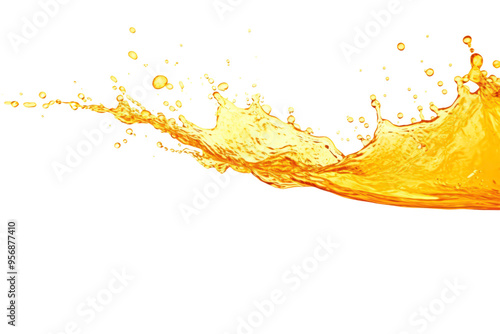 Vibrant orange liquid is splashing and forming droplets, making it perfect for vibrant and energetic marketing materials or dynamic graphic designs