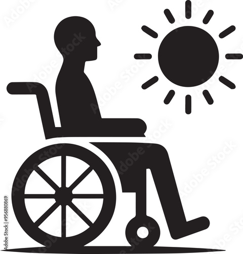 wheelchair silhouette vector, Man on a wheelchair silhouette