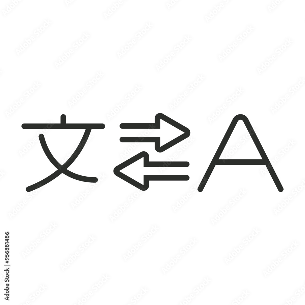 Translation icon, Language learning symbol outline icon, editable vector illustration and transparent graphic element. Isolated on white background Translation icon, Language learning symbol outline icon, editable vector illustration and transparent graphic element. Isolated on white background