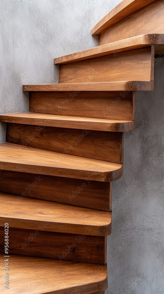 Elegant wooden staircase showcasing a modern design and smooth, clean lines for stylish interior spaces. Elegant wooden staircase showcasing a modern design and smooth, clean lines for stylish interior spaces.