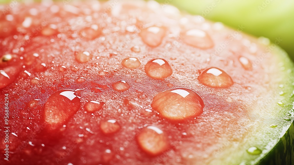 Refreshing Water Droplets on Whole Watermelon under Soft Natural Light Refreshing Water Droplets on Whole Watermelon under Soft Natural Light