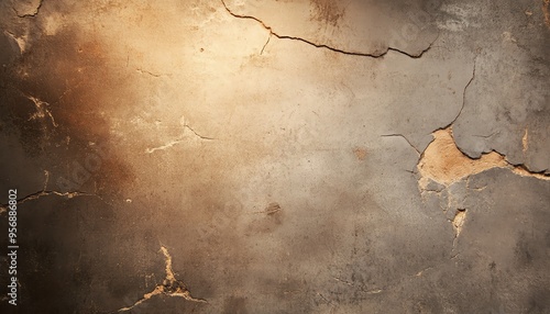 Vintage textured cracked concrete wall with warm tones. Ideal for backgrounds, designs, or artistic projects requiring a rugged aesthetic.