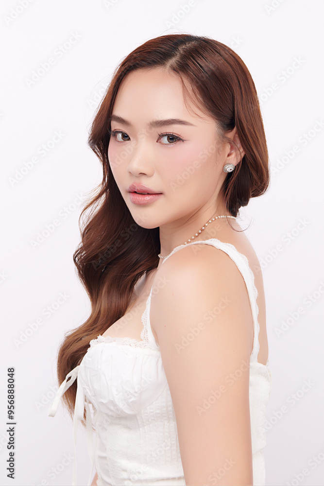 Beautiful young asian woman with clean fresh skin on white background, Face care, Facial treatment, Cosmetology, beauty and spa, Asian women portrait. Beautiful young asian woman with clean fresh skin on white background, Face care, Facial treatment, Cosmetology, beauty and spa, Asian women portrait.