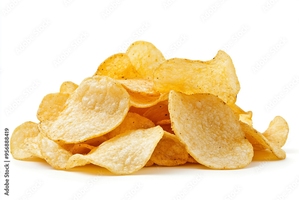 Pile of ordinary potato chips isolated on a white background Pile of ordinary potato chips isolated on a white background