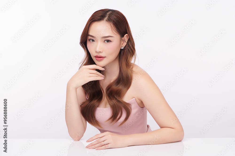 Beautiful young asian woman with clean fresh skin on white background, Face care, Facial treatment, Cosmetology, beauty and spa, Asian women portrait. Beautiful young asian woman with clean fresh skin on white background, Face care, Facial treatment, Cosmetology, beauty and spa, Asian women portrait.