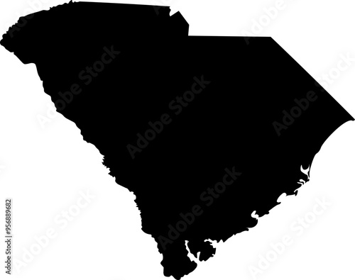 State of South Carolina Silhouette Outline Graphic Design with Transparent Background	