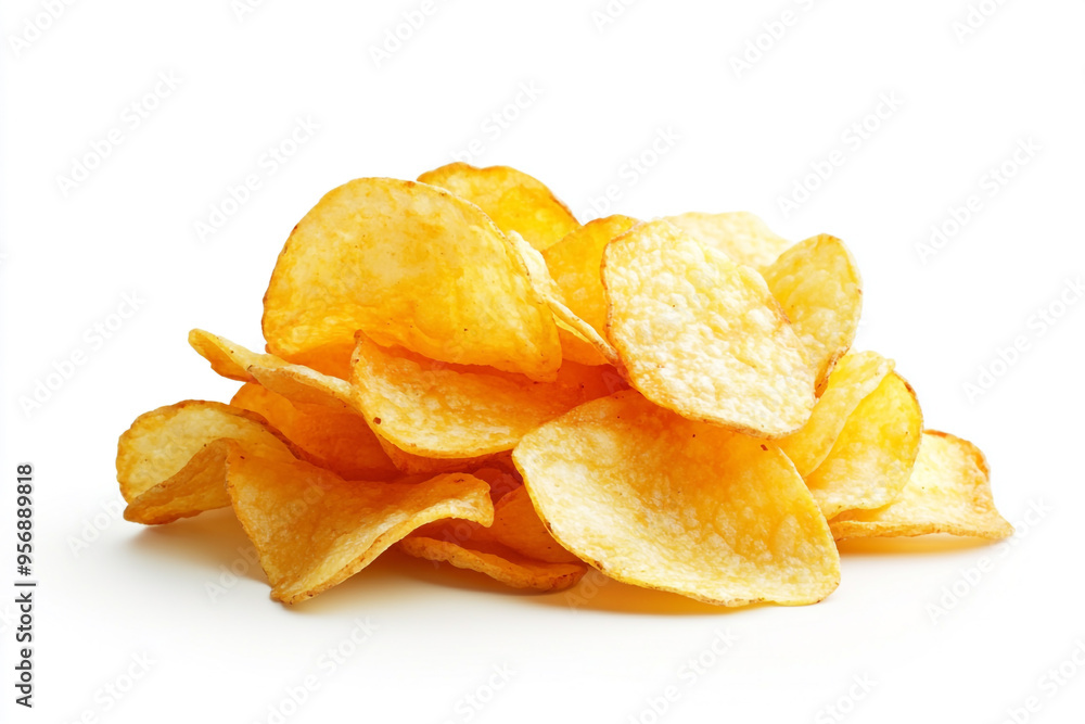 Pile of ordinary potato chips isolated on a white background Pile of ordinary potato chips isolated on a white background
