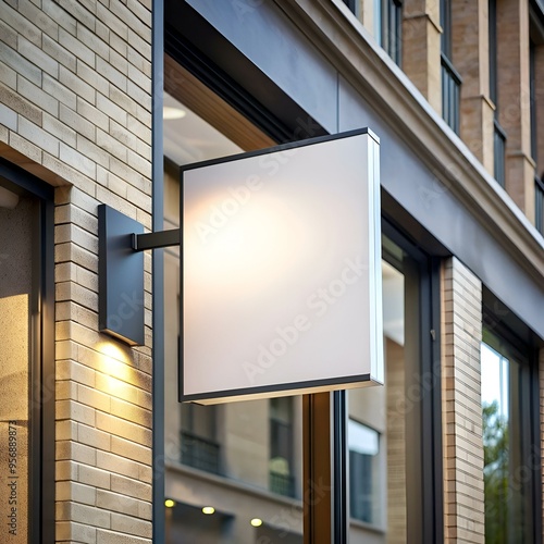 Wallpaper Mural Blank storefront sign with black frame mounted on a brick building. Torontodigital.ca