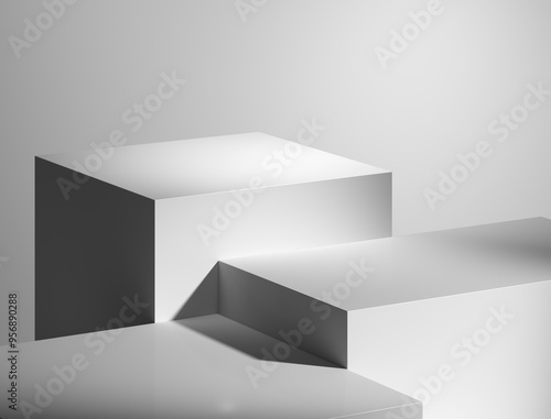 Minimalism abstract background, pedestal. 3D illustration.