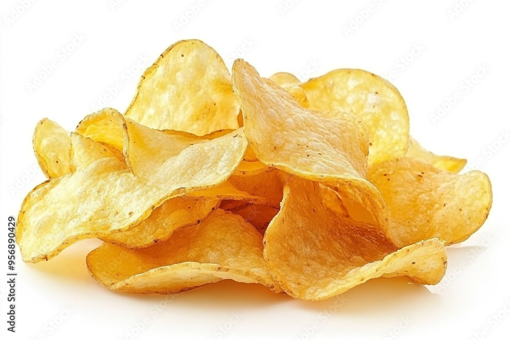 Pile of ordinary potato chips isolated on a white background Pile of ordinary potato chips isolated on a white background