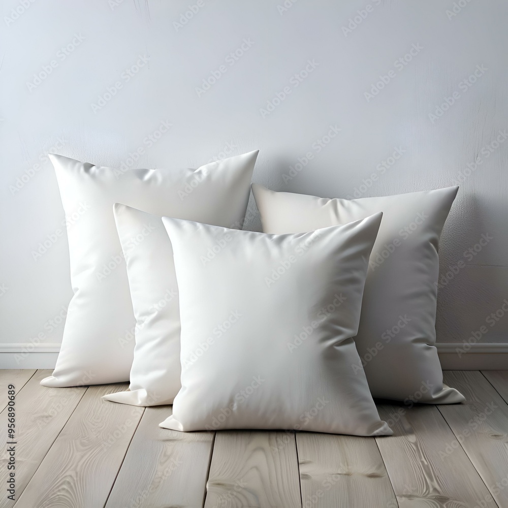 Three white pillows arranged in a simple and stylish composition. perfect for adding a touch of minimalist elegance to your design projects. Three white pillows arranged in a simple and stylish composition. perfect for adding a touch of minimalist elegance to your design projects.