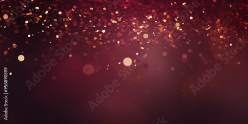 Maroon banner dark bokeh particles glitter awards dust gradient abstract background. Futuristic glittering in space on maroon background blank 