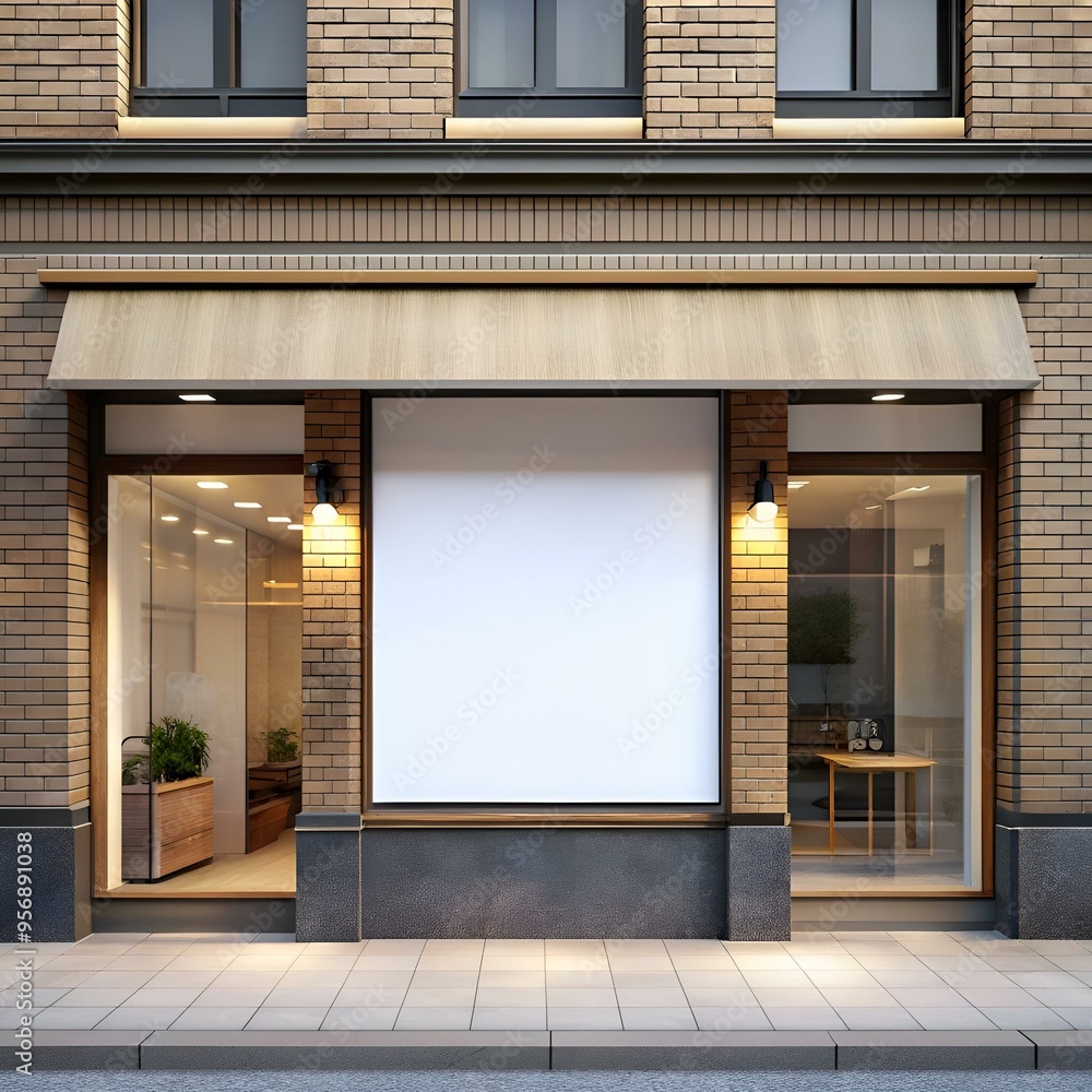 Blank storefront mockup with a large window display and awning. perfect for showcasing your business or brand. Blank storefront mockup with a large window display and awning. perfect for showcasing your business or brand.
