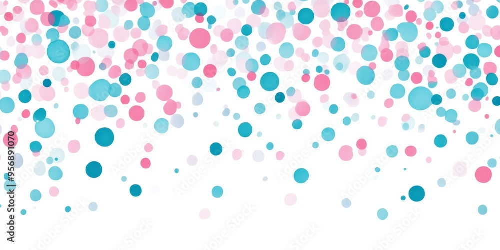 Turquoise and pink small spots create a playful design on a white isolated background Turquoise and pink small spots create a playful design on a white isolated background