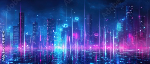 Neon Cityscape: Futuristic Digital Art